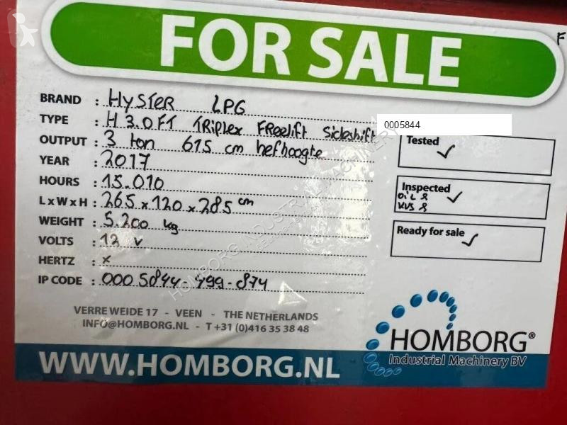 Stivuitor Hyster H3.0FT 3 ton Triplex Freelift...