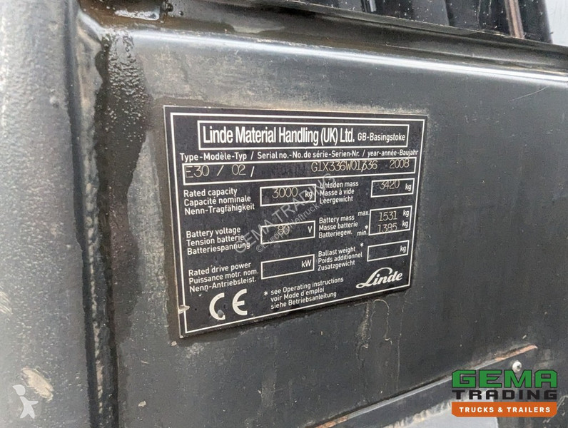 Heftruck Linde E30 02 - 4058 hrs - Duplex Mast...