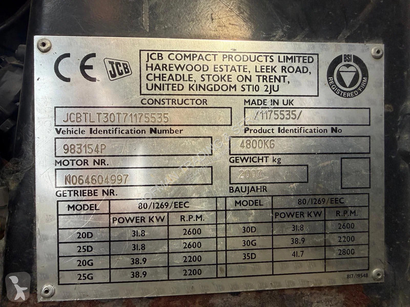 رافعة شوكية JCB TLT30