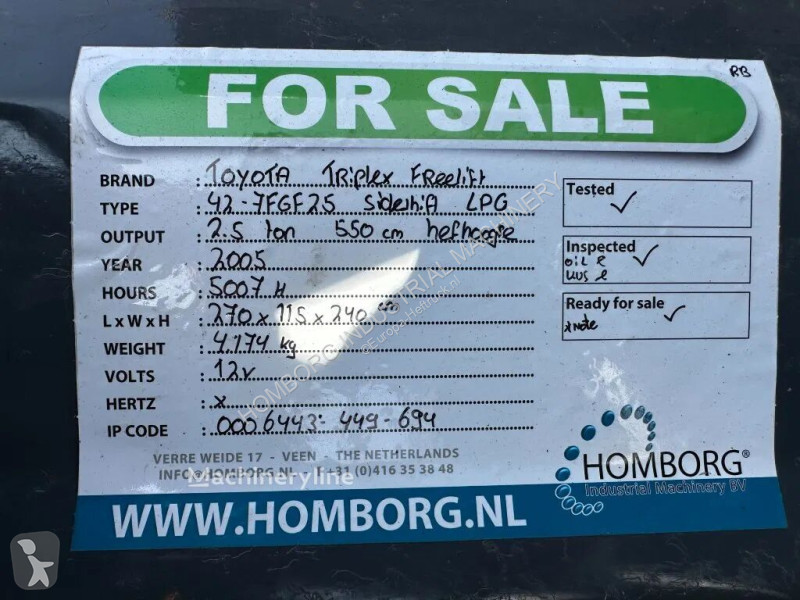 Heftruck Toyota 2.5 ton Triplex Freelift...