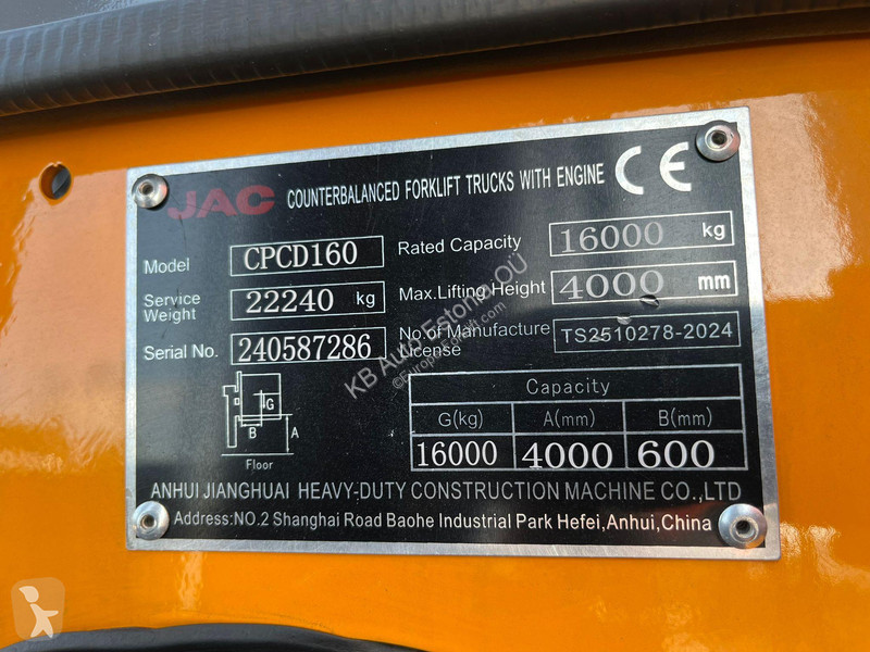 Stivuitor JAC CPCD 160 NEW! / RATED CAPACITY...