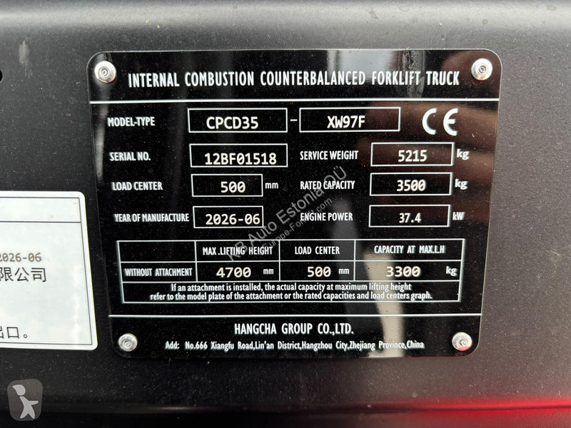 Автопогрузчик Hangcha CPCD 35 Free lift mast /...