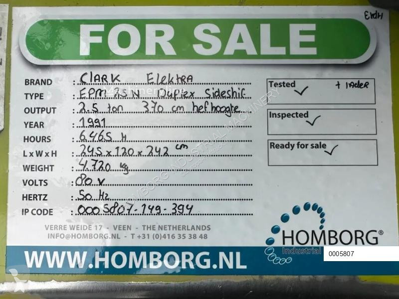 Stivuitor Clark EPM25N 2.5 ton Duplex Sideshift...