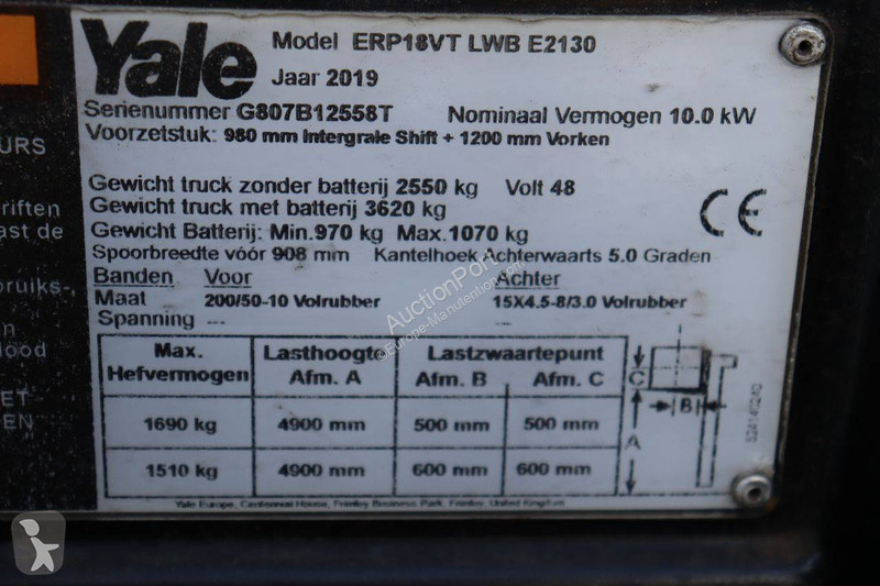可升降式叉车 Yale ERP18VT-LWBE2130