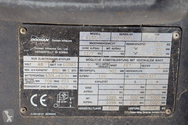 Empilhador elevador Doosan B15T-5