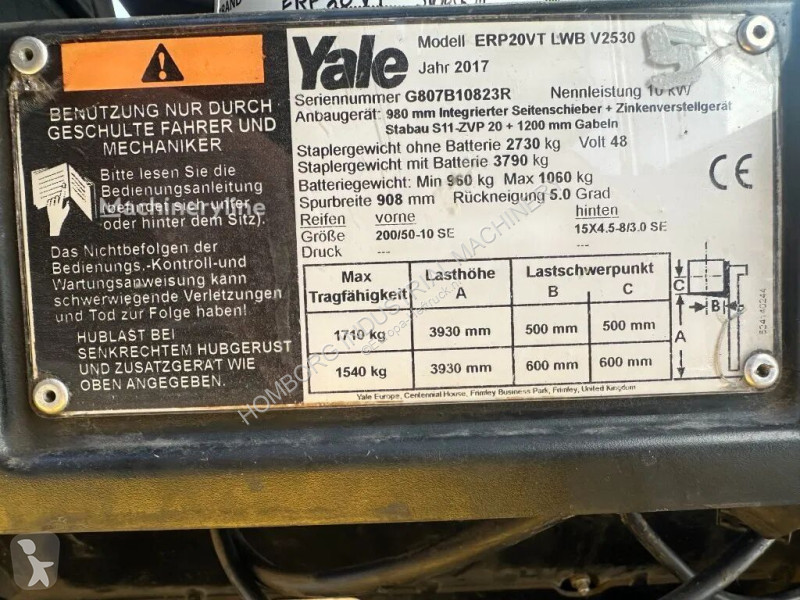 Stivuitor Yale ERP 20 VT 2 ton Duplex Sideshift...