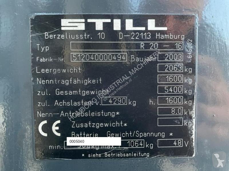 Carrello elevatore Still R20-16 Elektra 1.6 ton...