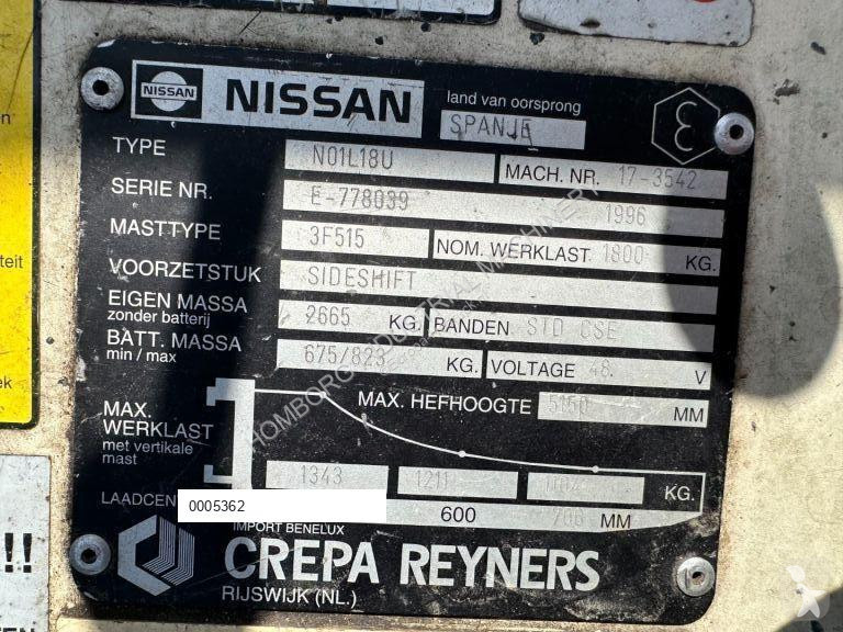 Heftruck Nissan N01L18U 1.8 ton Triplex...