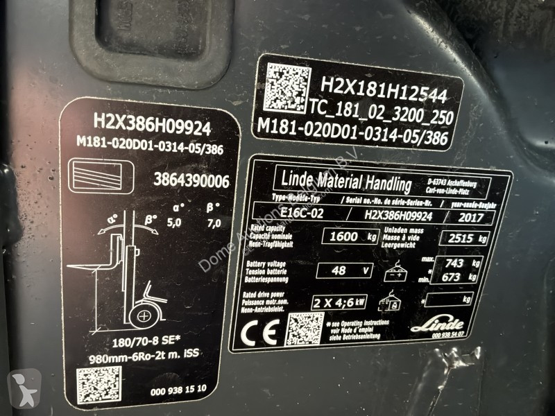 Chariot élévateur Linde E16 EVO