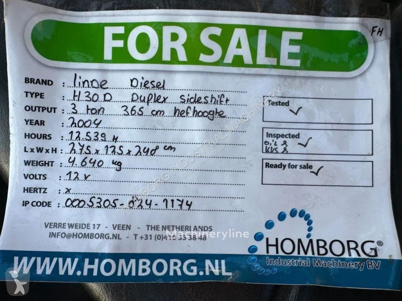 Stivuitor Linde H30D 3 ton Duplex Sideshift...
