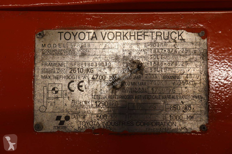 Carretilla elevadora Toyota 5FBE18