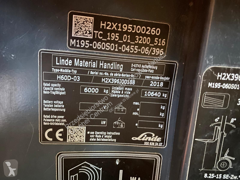 Автопогрузчик Linde H60D-03 / 1 OWNER /...