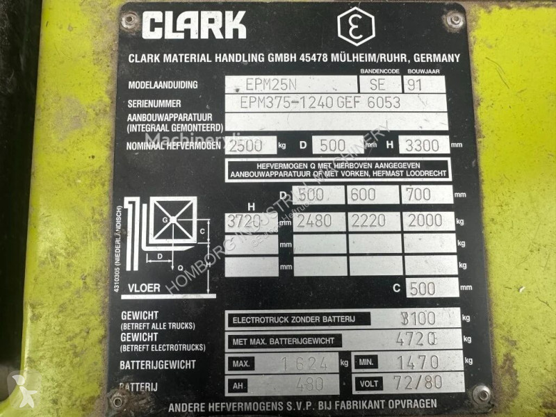 Stivuitor Clark EPM25N 2.5 ton Duplex Sideshift...