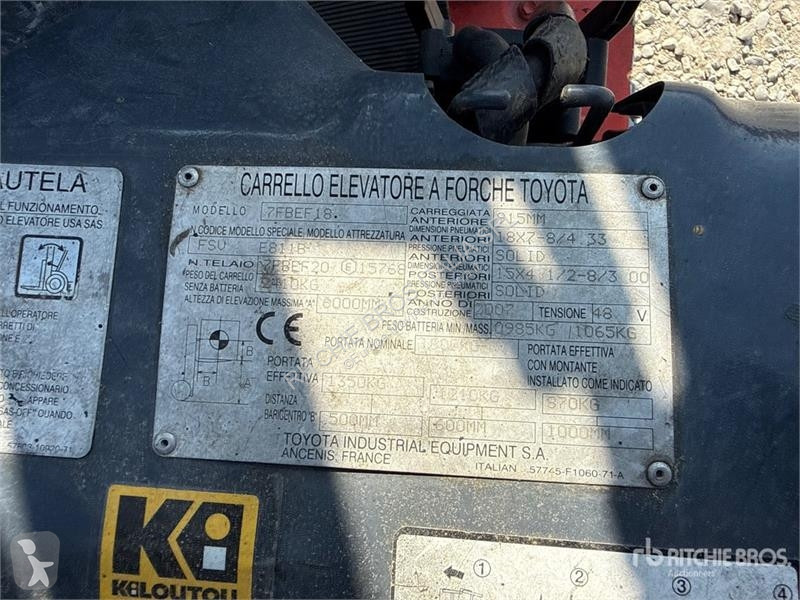 可升降式叉车 Toyota 7FBEF18 1800 kg Electric Forklift