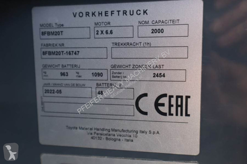 رافعة شوكية Toyota 8FBM20T Valid inspection,...