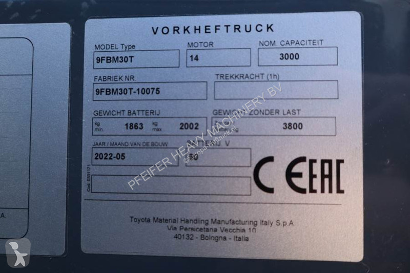 رافعة شوكية Toyota 9FBM30T Valid inspection,...