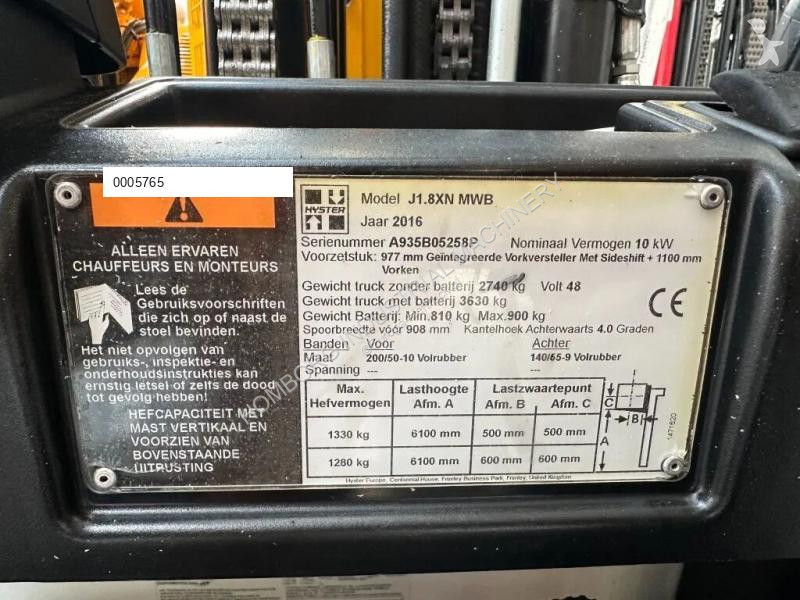 Heftruck Hyster J1.8XN MWB 1.8 ton Triplex...