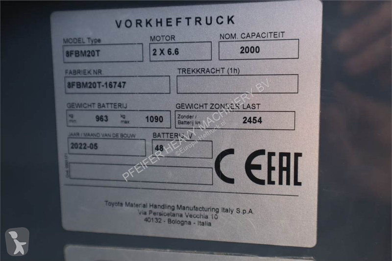 Heftruck Toyota 8FBM20T Valid inspection,...