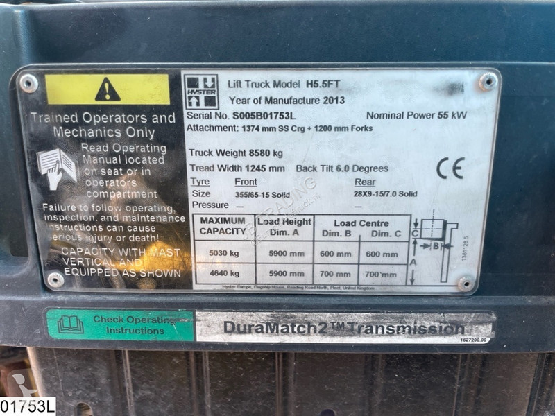 Heftruck Hyster H5.5FT 5030KG, 5,9M, 7719h