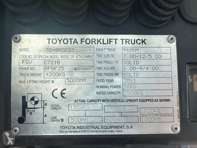 Heftruck Toyota 2.5 ton 25 Triplex Freelift...