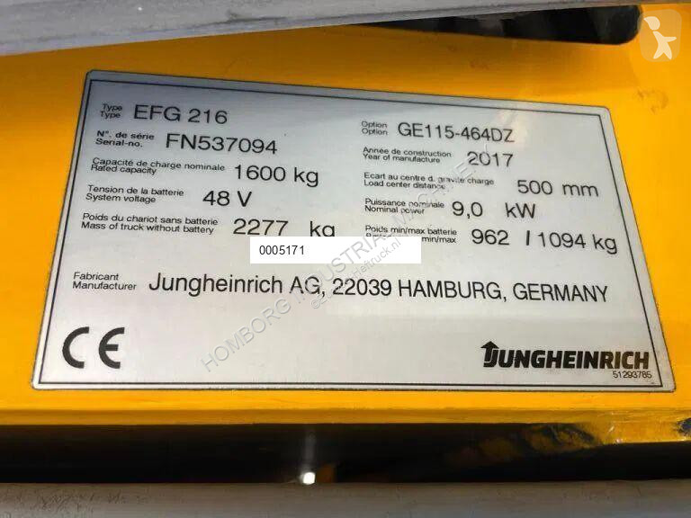 Stivuitor Jungheinrich EFG 216 Elektra 1.6 ton...