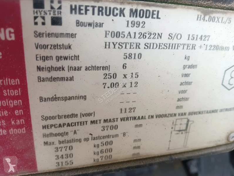 Heftruck Hyster H 4.00 XL/5 Diesel Forklift