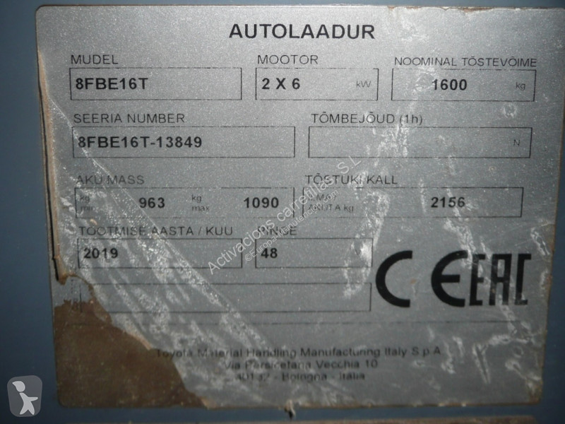 Carretilla elevadora Toyota 8FBE16T