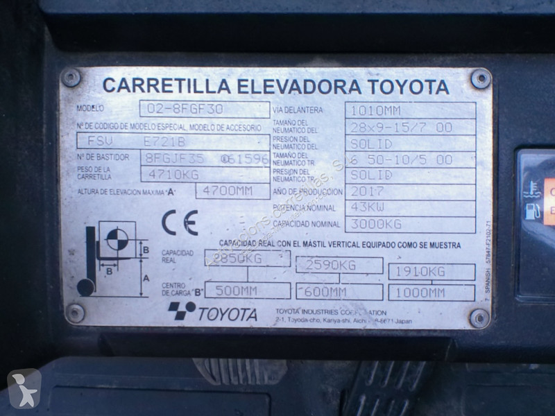 Carretilla elevadora Toyota 02-8FGF30 MATRICULADA
