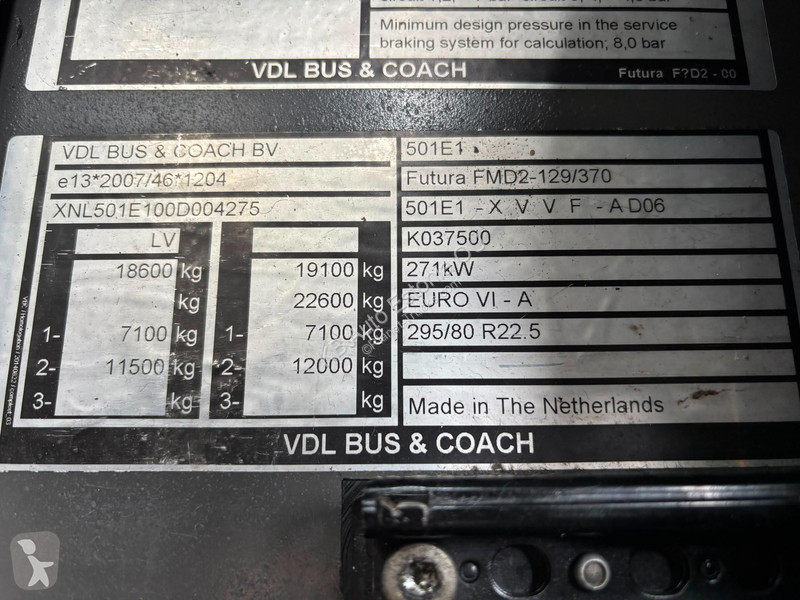 باص VDL Futura FMD2 4x2 AC / AUXILIARY HEATING...