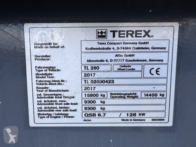 Nakladač Terex TL260 Radlader 15,8 T *8.000 h...