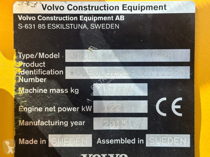 Shovel Volvo L60H , CE, 31359 HOURS, AUXILIARY...