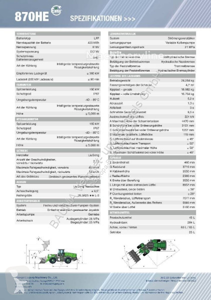 مُحمّلة LiuGong 870 HE vollelektrisch, 24.2 t,...