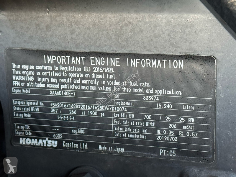 Shovel Komatsu WA500-8EO - CE Certified / EPA
