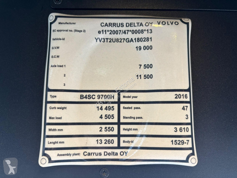 Volvo B11R H 4x2 EURO 6 / AC / AUXILIARY...