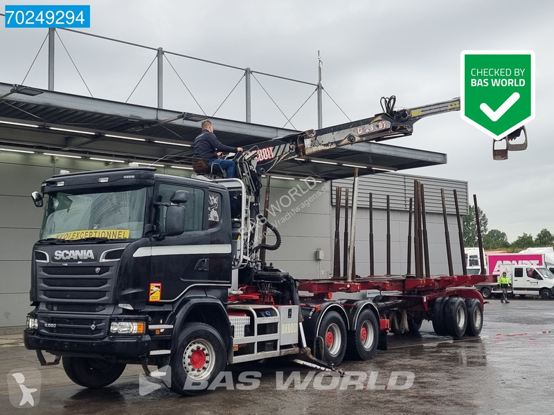 Traktor Scania 580 6X4 Holz Kran Diebolt D28...