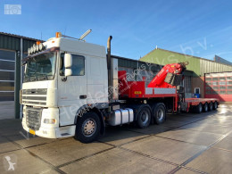 Ansamblu cap tractor si semiremorca DAF XF105 + Kromhout Plateau met FASSI F1000XP Kraan transport utilaje second-hand