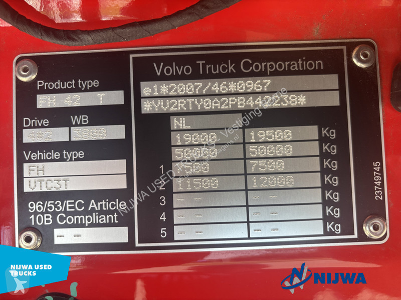 Traktor Volvo FH 460 TC 4x2 PTO + Suitable for ADR