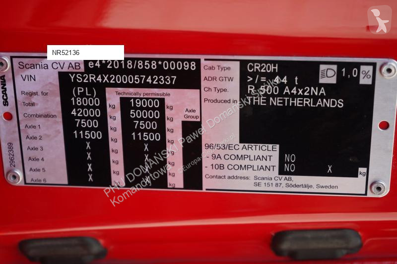 Cabeza tractora Scania / R 500  / EURO 6 / ACC...