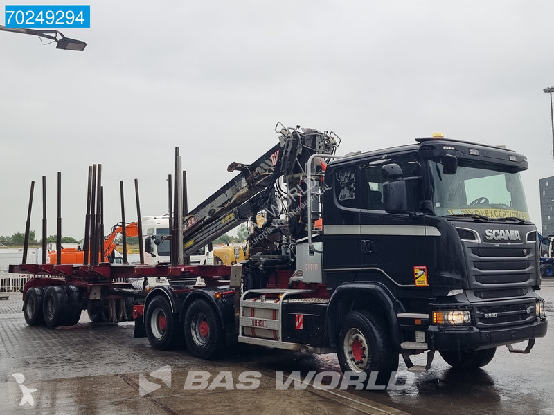 Traktor Scania 580 6X4 Holz Kran Diebolt D28...