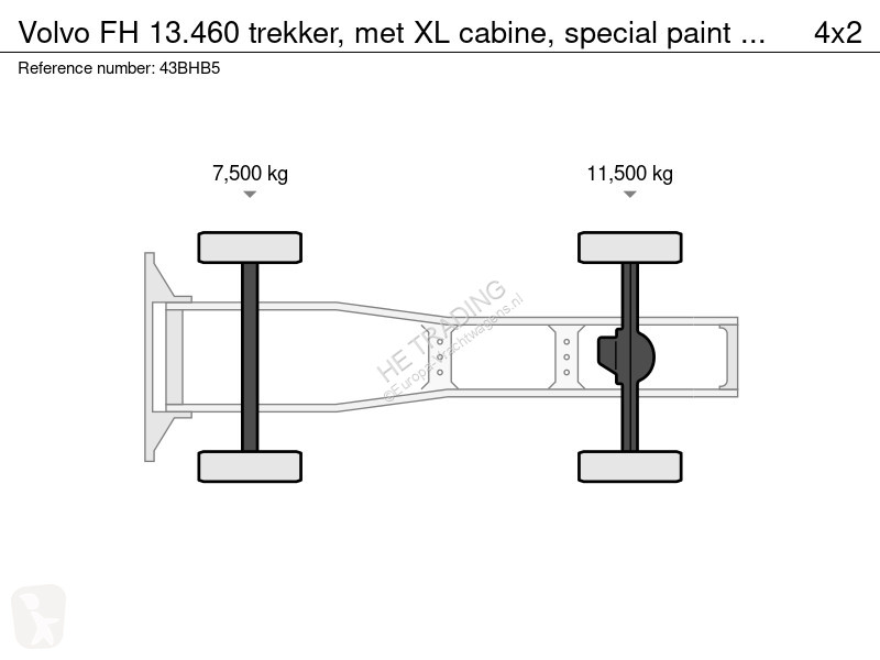 Traktor Volvo 13460 trekker, met XL cabine,...