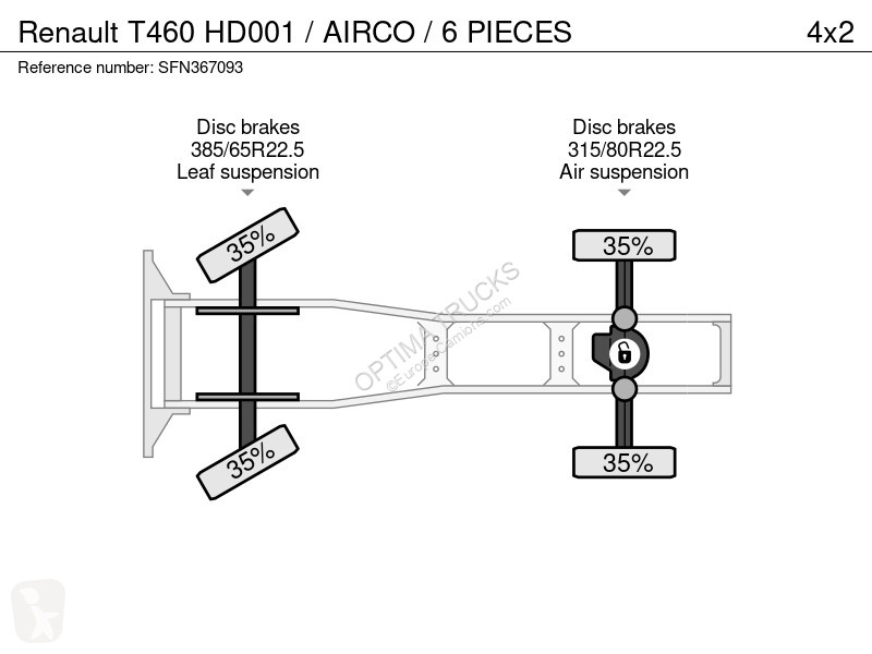 Traktor Renault T460 HD001 / AIRCO / 6 PIECES