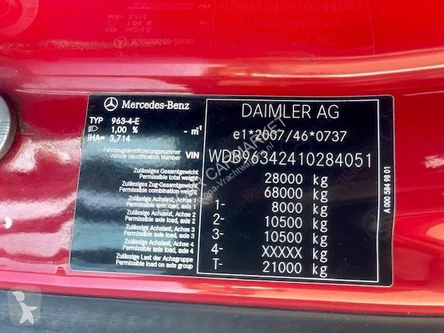 Tractor Mercedes 2653 6x4 Blatt / Luft / Luft...