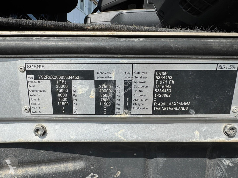 جرار Scania R490 6X2 EURO 6 + RETARDER + BIG AXE