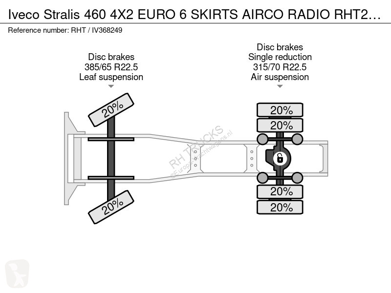 Iveco 460 4X2 EURO 6 SKIRTS AIRCO RADIO tractor...