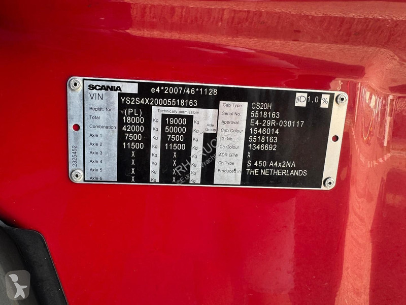 Trekker Scania S450 4X2 EURO 6 + RETARDER