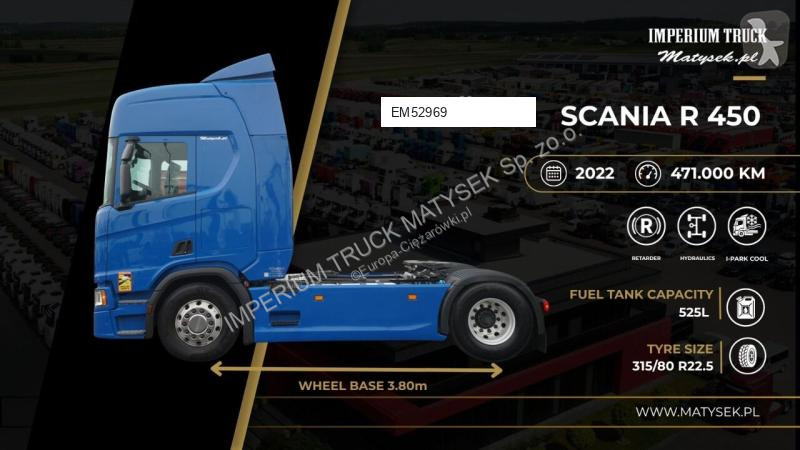 Tahač Scania R 450 / HYDRAULIKA / RETARDER / I-...