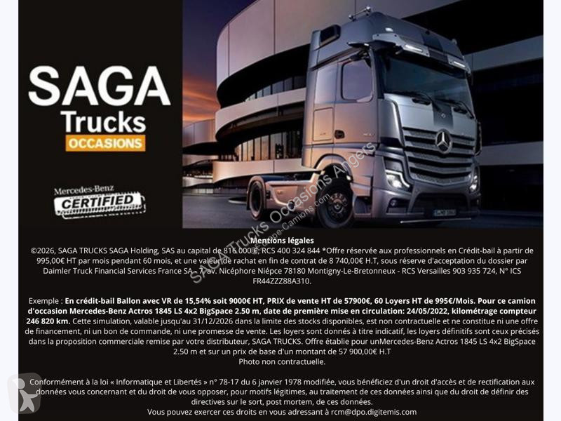 Mercedes 1845 LS 4x2 BigSpace 2.50m tractor unit