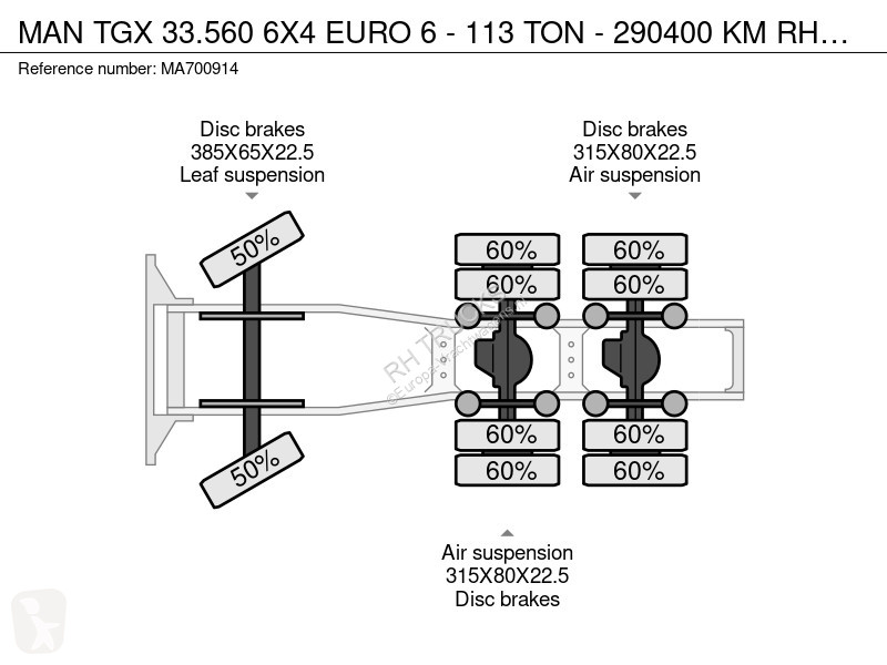 جرار MAN 33.560 6X4 EURO 6 - 113 TON - 290400 KM