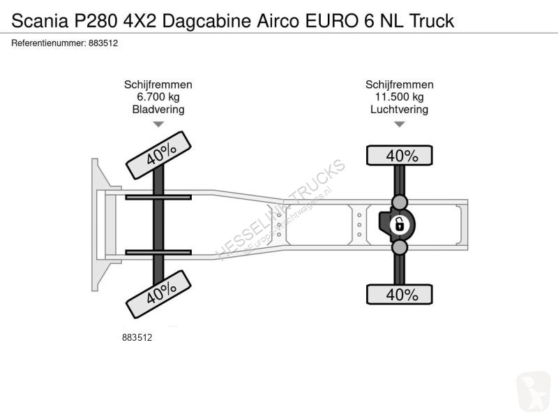 Traktor Scania P280 4X2 Dagcabine Airco EURO 6...
