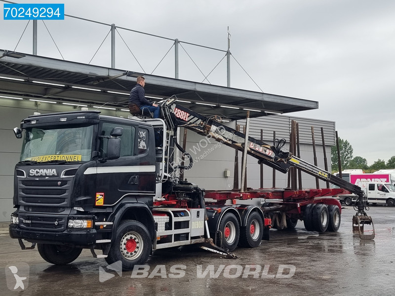 Traktor Scania 580 6X4 Holz Kran Diebolt D28...